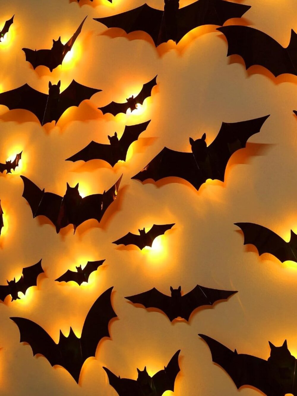 36 Pack Light Up Bats Halloween Decorations, Orange
